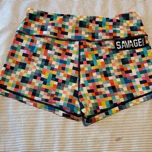 Savage brand multicolor print shorts 3”